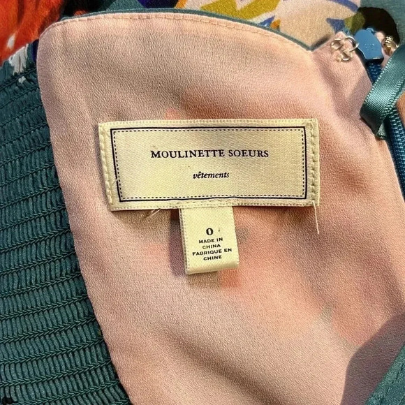 ANTHROPOLOGIE Soeurs Floral Turquoise Spaghetti Strap Pleated Mini Dress 💯 Silk - Picture 7 of 9